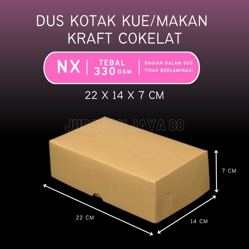 

Dus kue / kotak makan NX 22cm x 14cm x 7cm kraft cokelat (300gram)