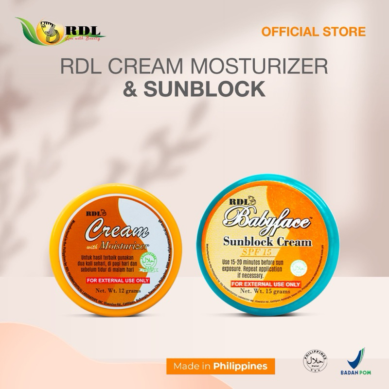 Paket RDL Original Cream Moisturizer 12g & Sunblock 15g Spf 15