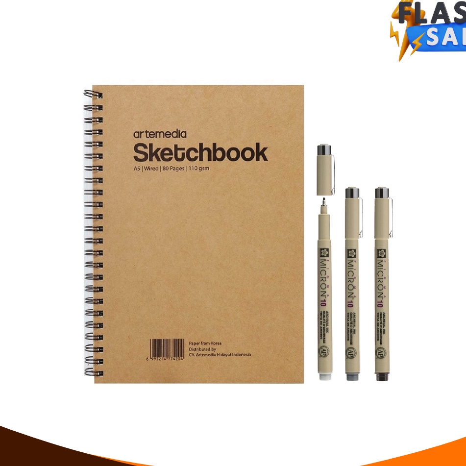 

TERMURAH Artemedia Paket Healing Sketchbook Pigma Micron Drawing Pen