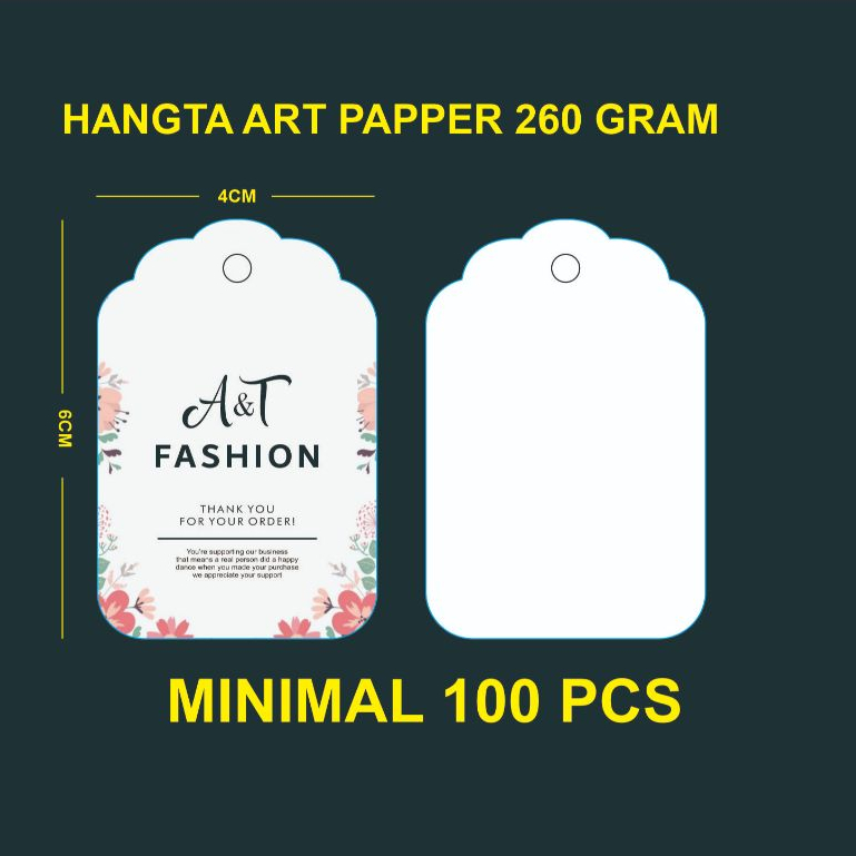 

label hangtag 100pcs hangtag ketebalan 260gsm, thank you card, cap merek, tag pakaian baru
