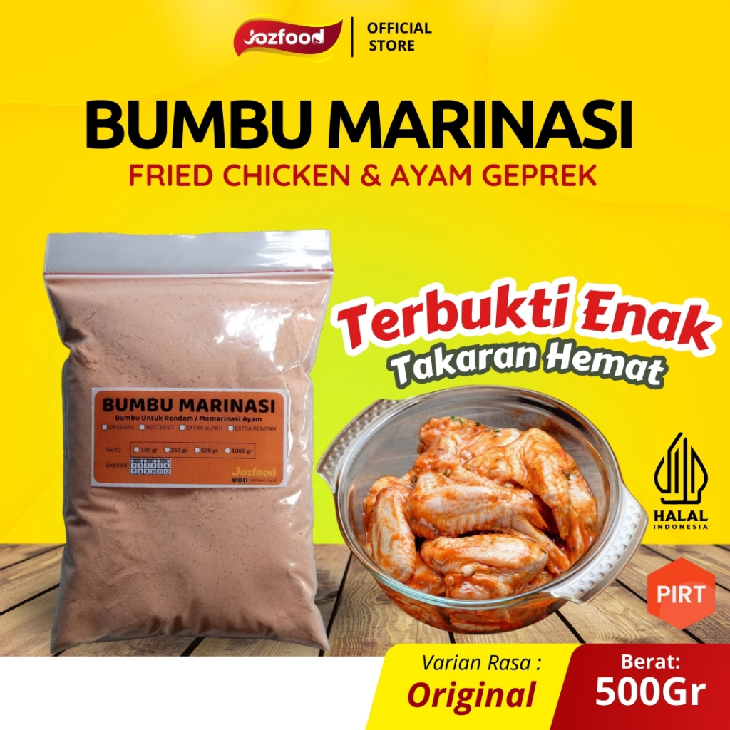 

Bumbu Marinasi Ayam Geprek Fried Chicken Crispy Premium 500 gr