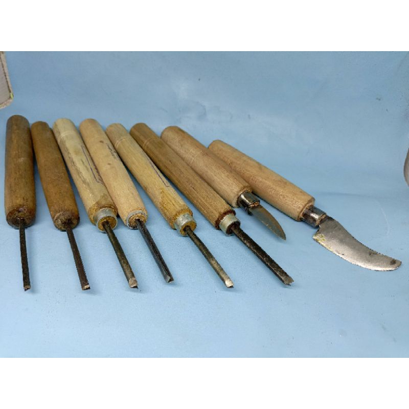 paket pahat ukir kayu coret plus pisau raut