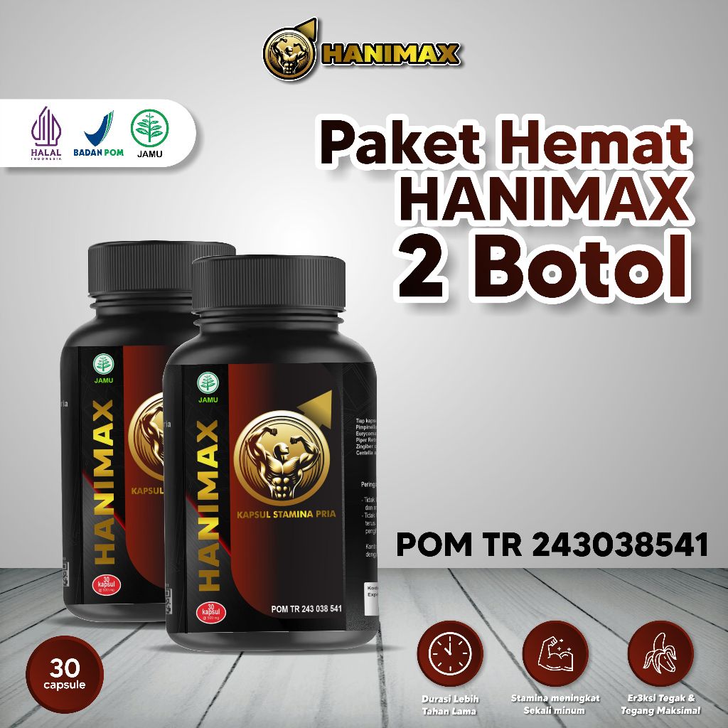 HANIMAX - Suplemen Pria Obat Kuat Penambah Stamina Pria Dewasa Paket 2 Botol Lebih Murah