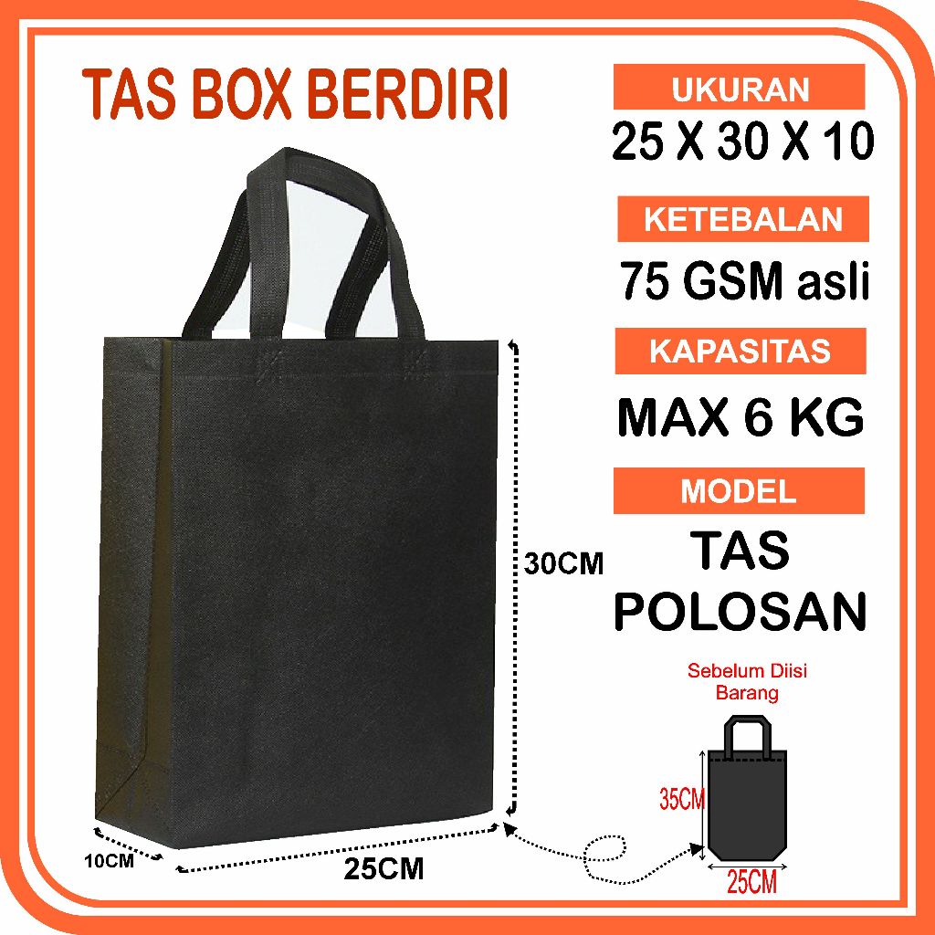 

tas spunbond 25X30X10 tas hajatan tas nikahan tas mengenang tas partai tas caleg