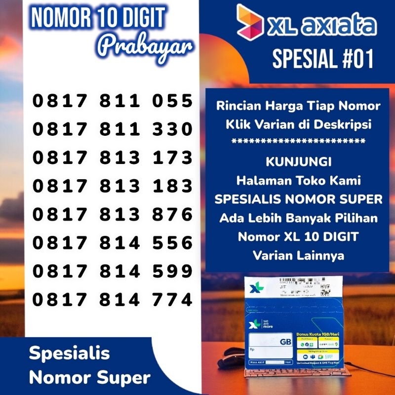 Nomor Cantik XL 10 DIGIT Prabayar - Nomer Cantik XL 10 DIGIT - Kartu Perdana Prabayar SPESIAL