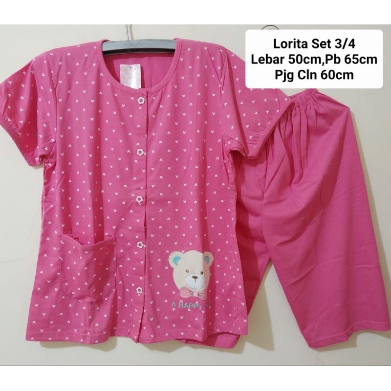 Lorita BabyDoll Baju Tidur Wanita CP-Setelan Baju Tidur Wanita/Anak Lengan Pendek