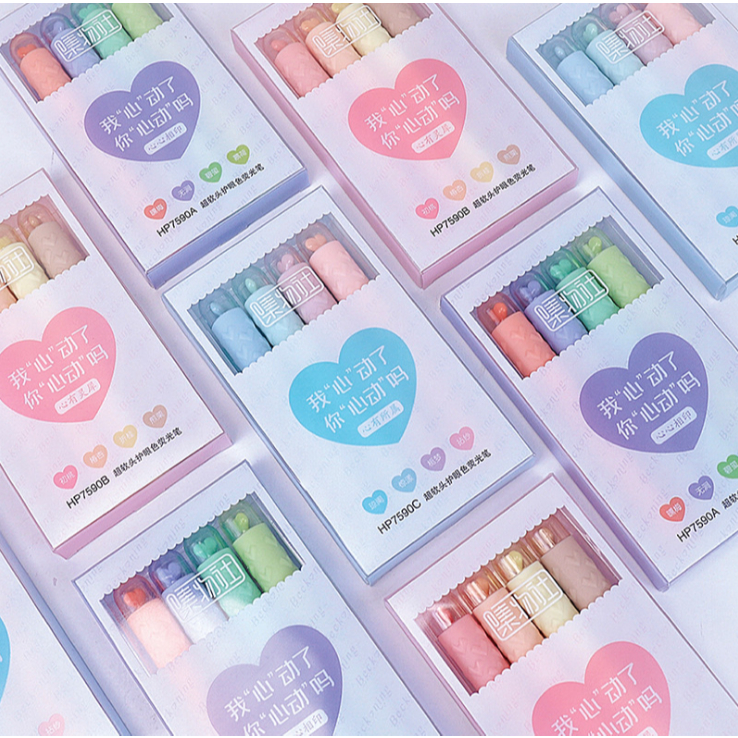 

LOVE HIGHLIGHTER PASTEL COLORS MACARON COLOR TIPE SET 4 KOMBINASI WARNA / PACK