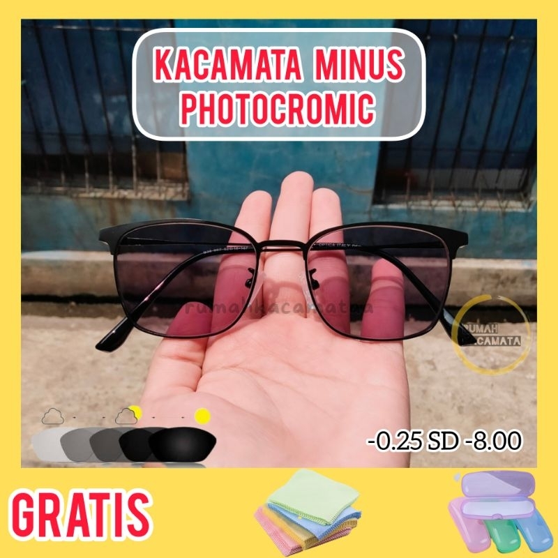 Kacamata Minus Photocromic -0.25 SD -8.00 Kacamata Photocromic Pria dan Wanita Kacamata Rabun Jauh