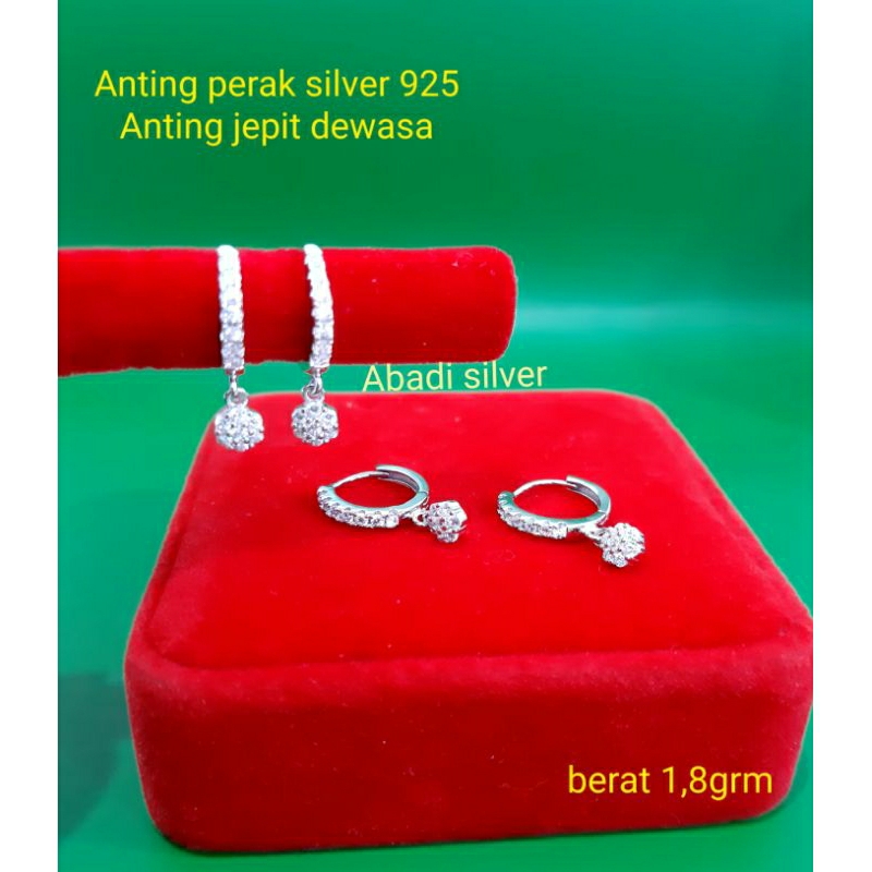 Anting jepit asli perak S925 anting dewasa gantungan permata