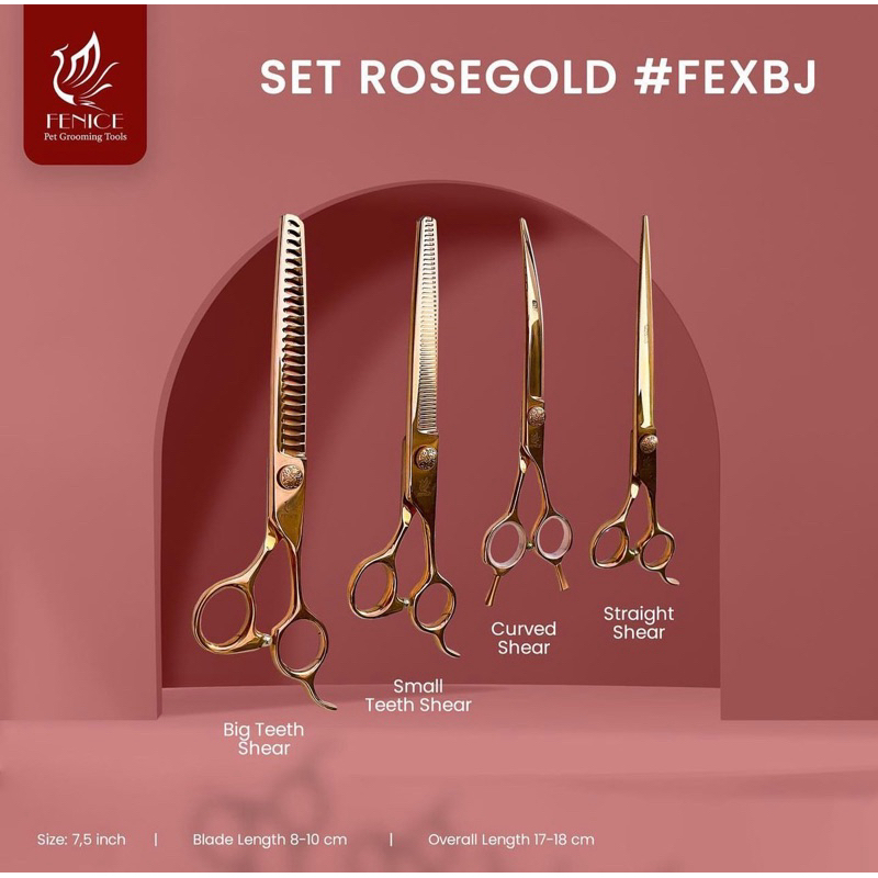 GOLD SCISSORS SET FEXBJ Professional Pet Grooming Scissors