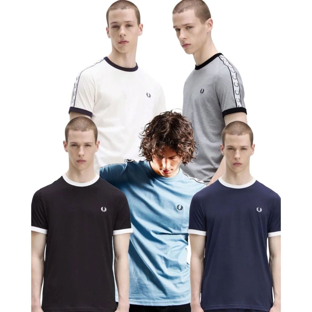 Kaos Pria FredPerry Taped Ringer T-Shirt