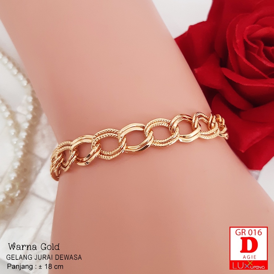GR 016 Gelang Tangan Wanita Model Rantai Polos Perhiasan Imitasi Lapis Emas Xuping Baby