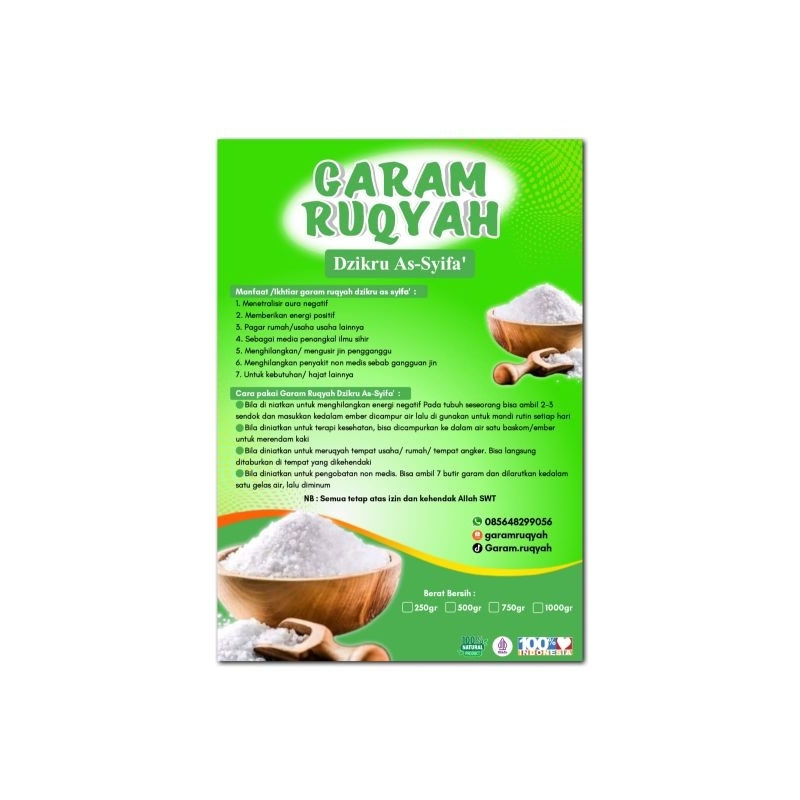 

Garam Ruqyah dzikru as-syifa'//garam ikhtiyar//garam obat