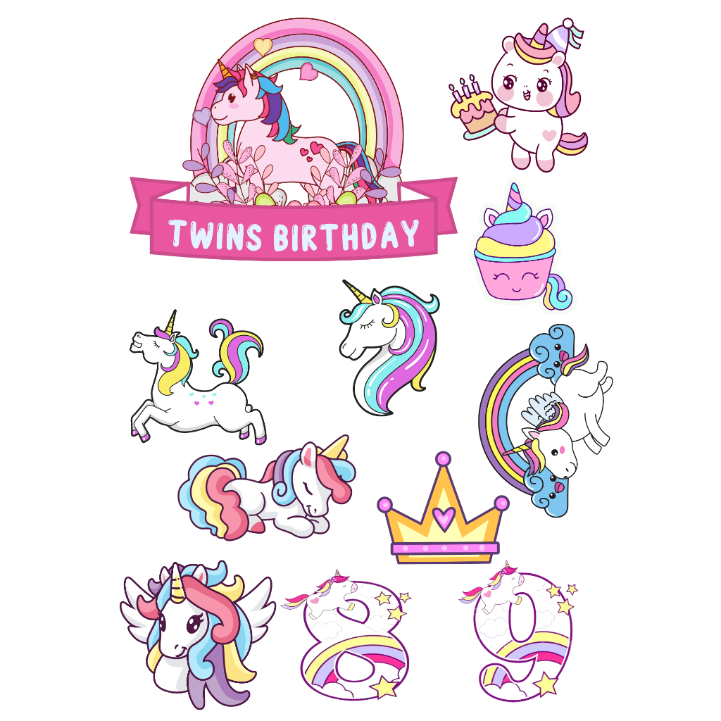Topper kue ulang tahun unicorn kuda poni