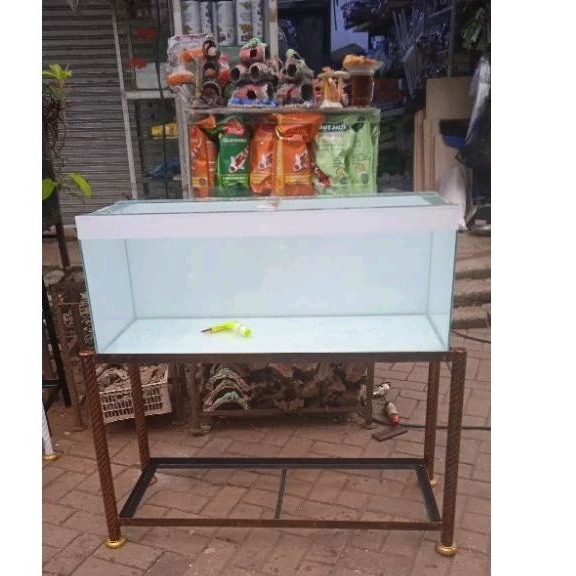Aquarium 100x40x40 5mm full Scotlet+ Rak Besi Ulir