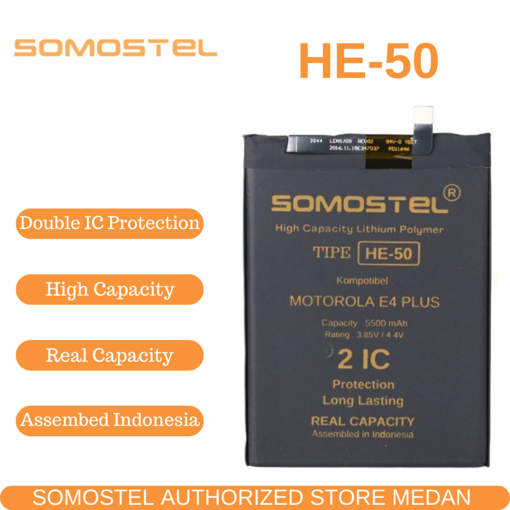 Batre Batrai Baterai Original Somostel HE50 for Motorola E4 Plus