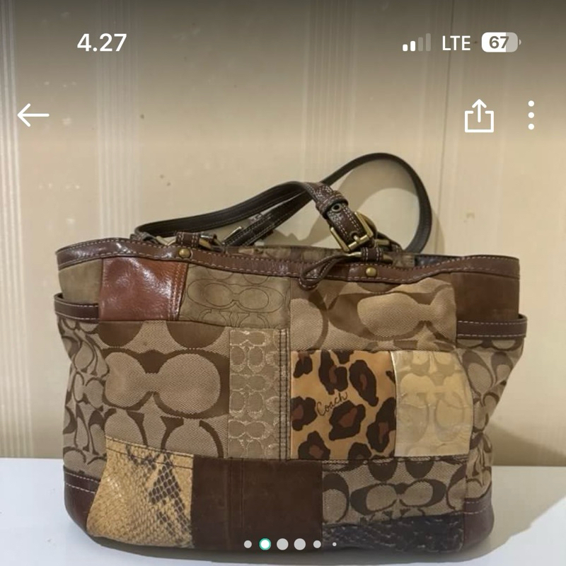 Coach vintage patchwork kombinasi snakeskin, leather, suede shoulder bag