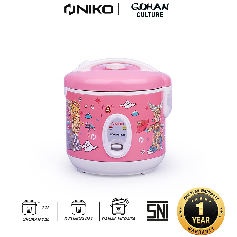Niko Rice Cooker Gohan Culture Tropical / Magic Com 1.2 Liter 3 in 1 Bonus Gelas Ukur dan Sendok