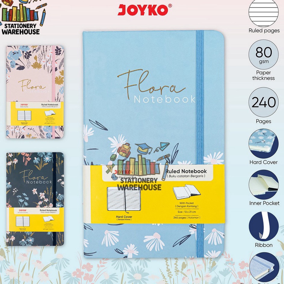 

Buku Tulis Catatan Bergaris Ruled Notebook Joyko NB726 Flora EK7PD6141