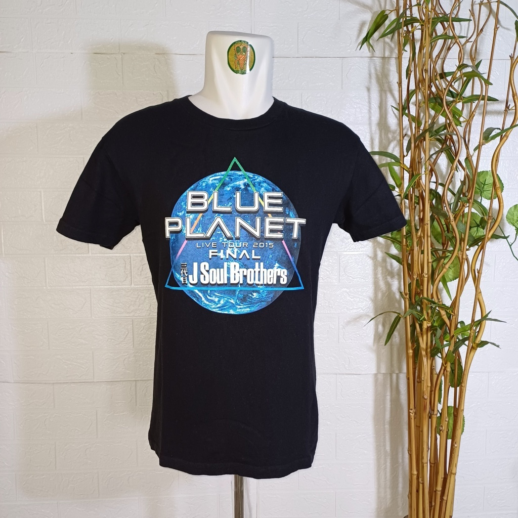 KAOS BAND K-POP J SOUL BROTHER LIVE TOUR 2015, BLUE PLANET, SIZE M (SECOND BRANDED) HITAM, TS0432
