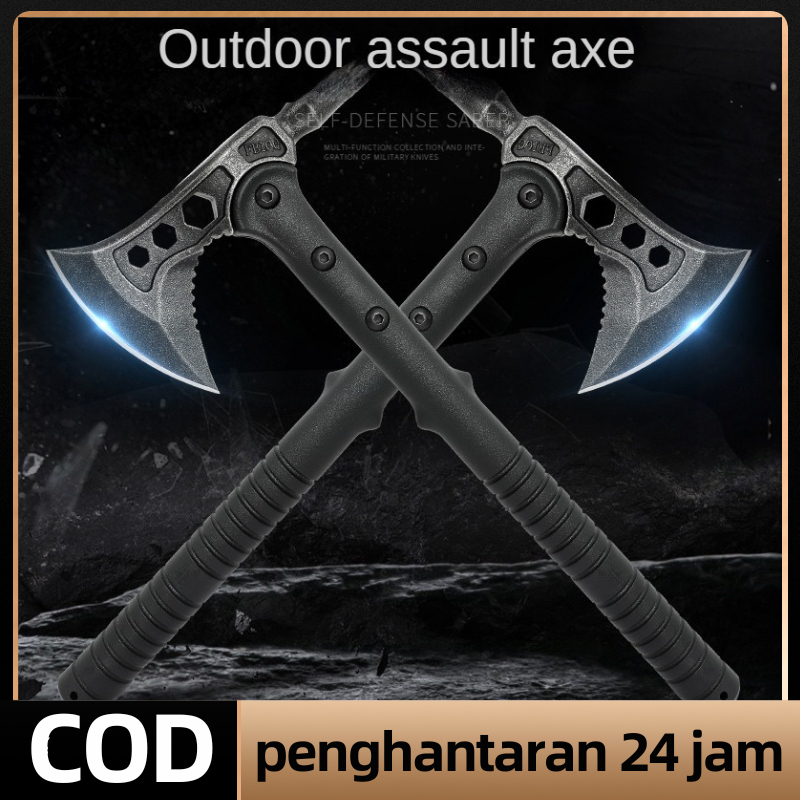 Kampak Axe Kapak Super Tajam Gagang Fiber Karet Baja Kayu Tebang Pohon Bahan Baja