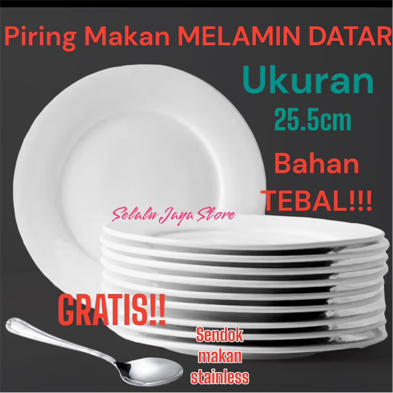 Piring makan MELAMIN CEPER PIRING MAKAN MELAMIN DATAR TEBAL UKURAN 25,5cm Food Grade