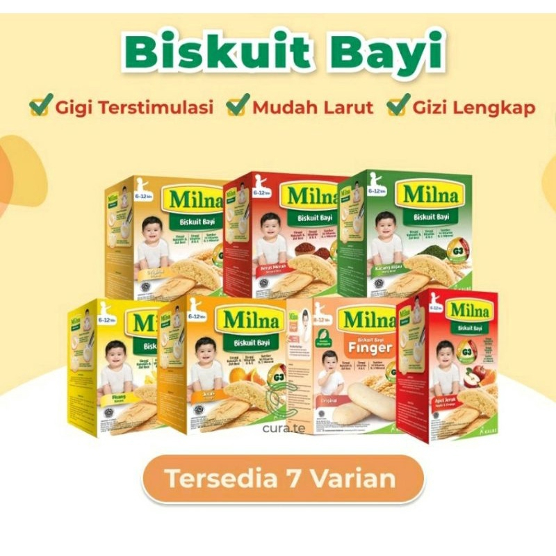 Milna Biskuit Bayi Snack Camilan Mpasi Finger Rice Crackers Rusk 6 - 12 Bulan Ke Atas Halal Selingan