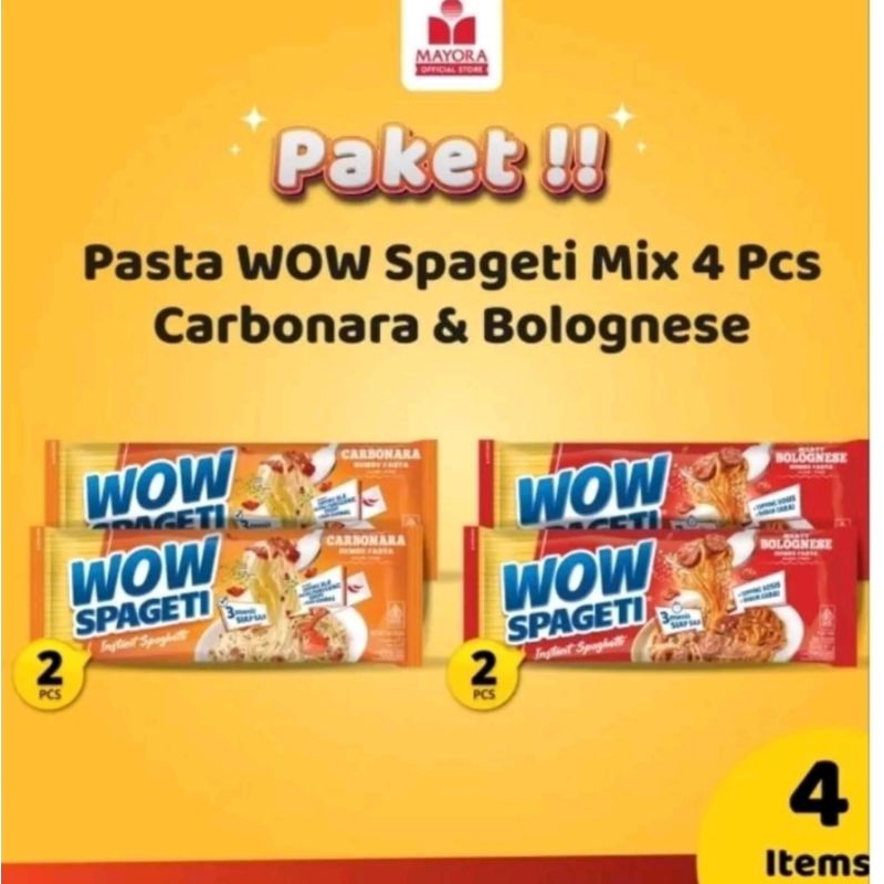 

wow spagety mix 4 (2 carbonara dan 2 bolonegse)