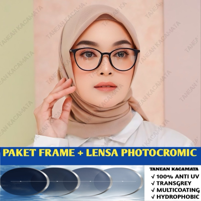 Kacamata wanita terbaru 8184 | Kacamata minus anti radiasi photocromic