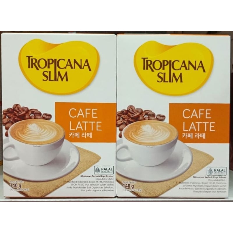 

Tropicana Slim Cafe Latte 140gr Box (isi 10 sachet@14gr)