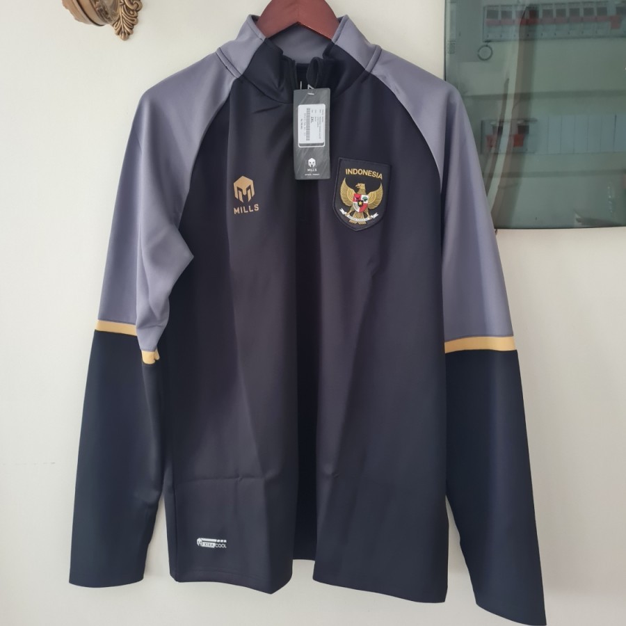 Jaket Tracktop MILLS Timnas Indonesia Training Black 2022/24 Original 100% BNWT