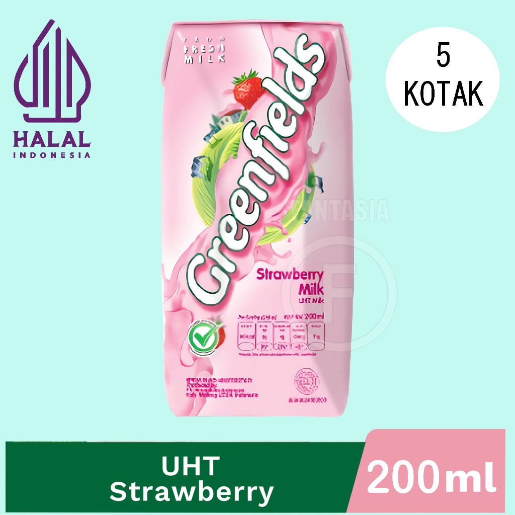 

GREENFIELDS SUSU UHT STRAWBERRY PACK ISI 5 KOTAK 200 ML FUN CORNER