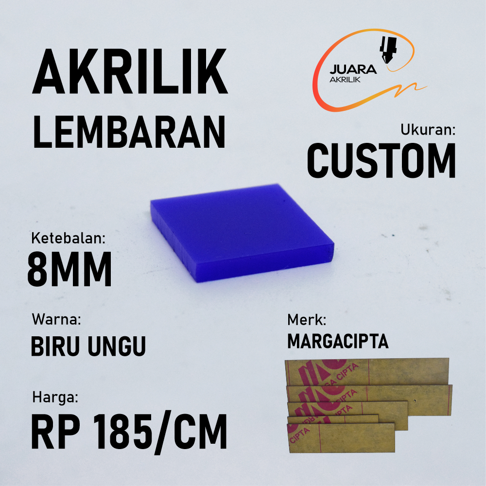 Akrilik Lembaran 8mm Costum | BIRU UNGU