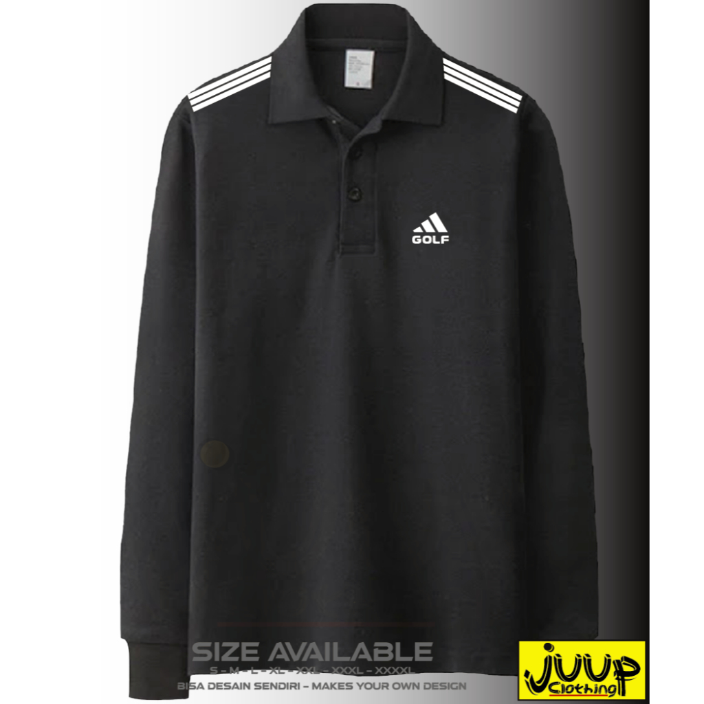 kaos kerah lengan panjang pria adidas