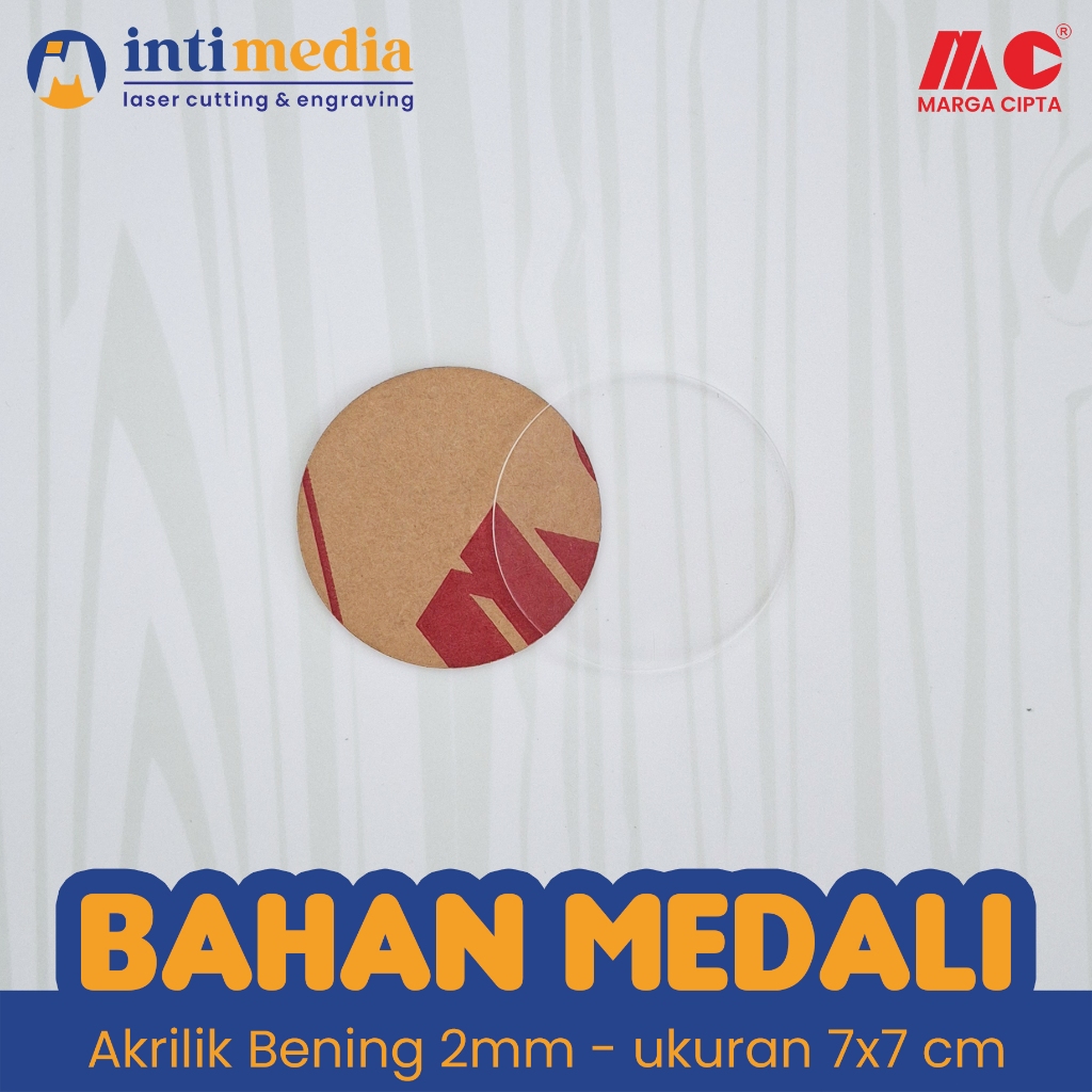 

Bahan Medali Bentuk Bulat Akrilik Bening Tebal 2mm Ukuran 7x7 cm