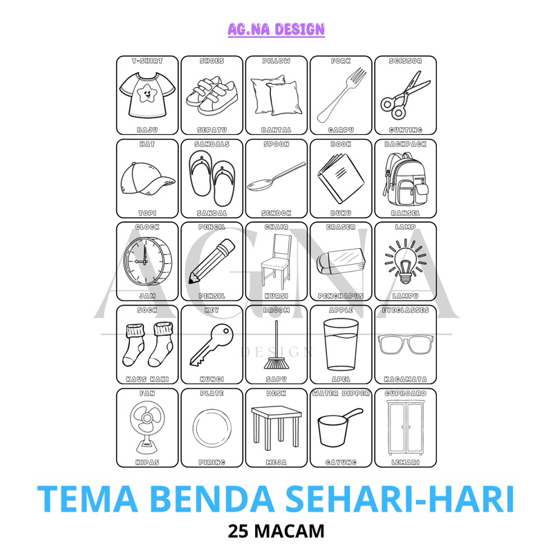

PAKET MEWARNAI ANAK UKURAN A5 DAN A4 TEMA BENDA SEHARI-HARI | LATIHAN MEWARNAI ANAK
