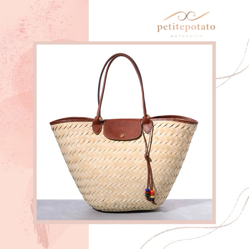 TAS BRANDED WANITA LC PANIER XL BASKET BAG PALM STRAW