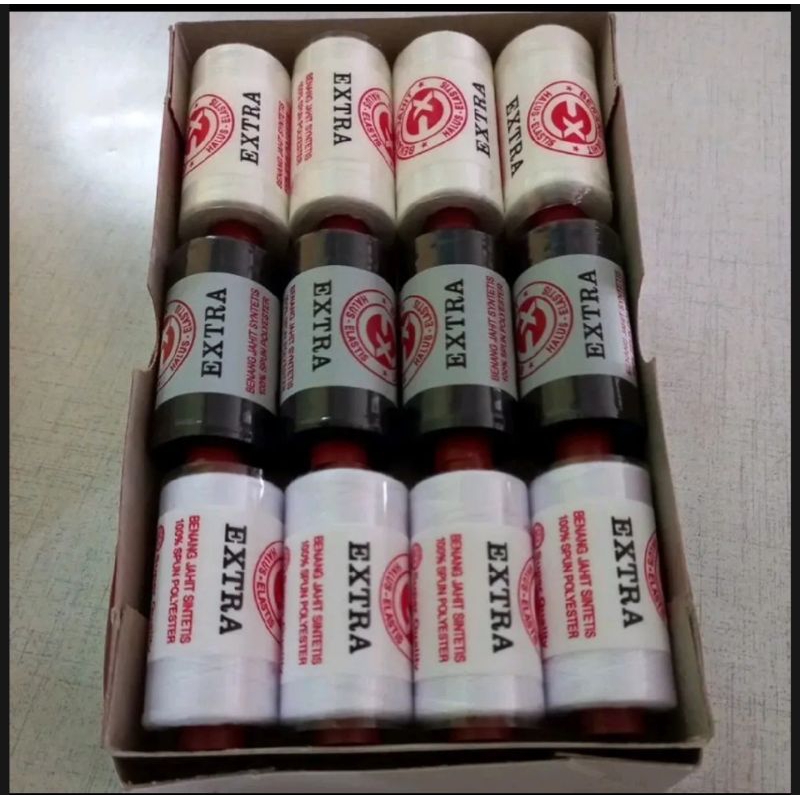 Benang Jahit Extra Hitam, Putih dan Natural