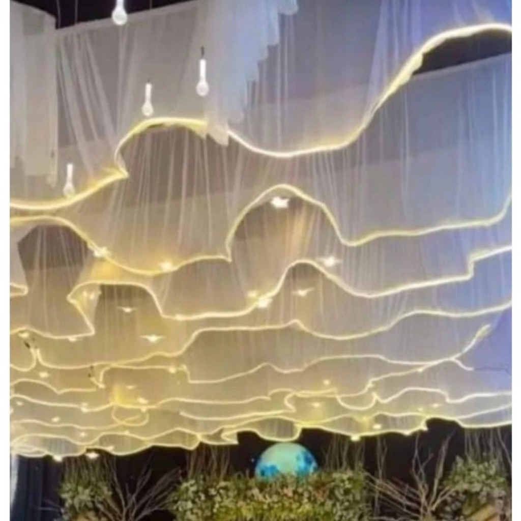 (Tanpa Lampu) Skiriting Tenda Organza / Vitrase - Dekorasi Tenda Pernikahan 6 & 10 Meteran