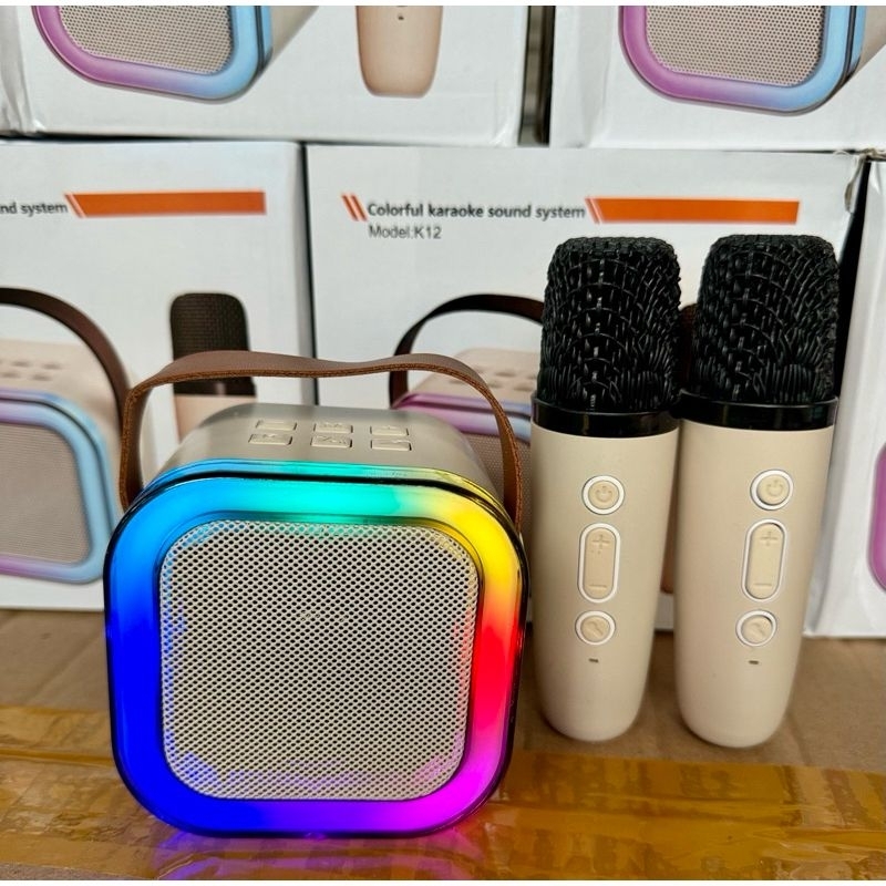 Speaker Karaoke Nirkabel K12 Rumah KTV Mini Bluetooth Portabel dengan Mikrofon Bluetooth Karaoke K12