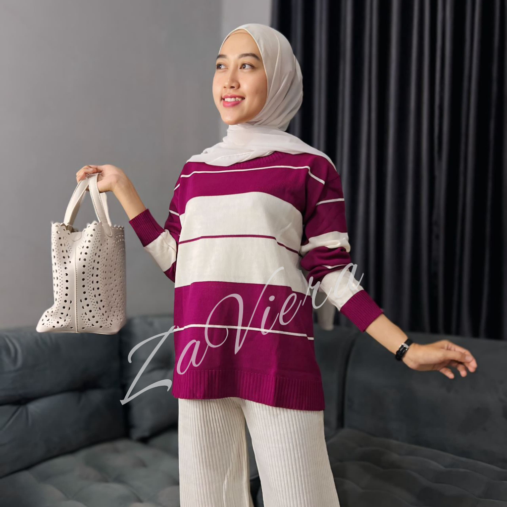 ONESET VEVITA OVERSIZE ATASAN DAN BAWAHAN  SETELAN RAJUT PREMIUM WANITA