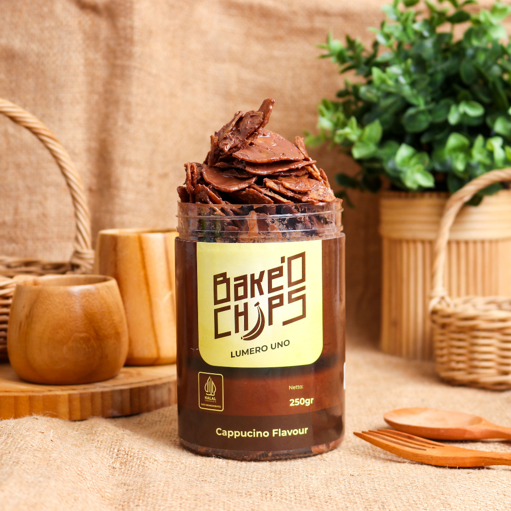 

Keripik pisang rasa cappucino cemilan Bake'O Chips khas Garut Halal