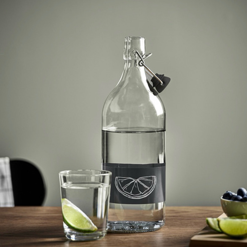 Botol Air minum kaca bening dengan penutup