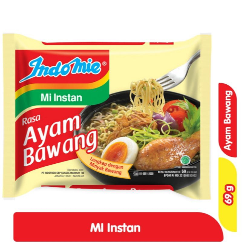 

Indomie mi instan ayam bawang 69gr mie kuah
