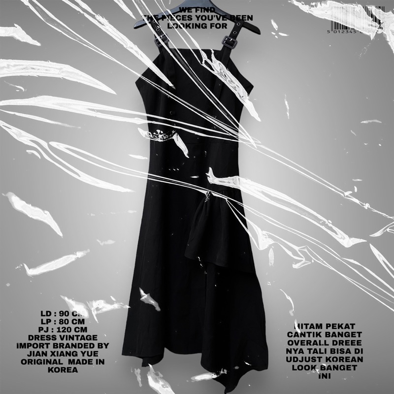 OVERALL DRESS IMPORT/KOREAN DRESS OVERALL/BLACK DRESS/BLACK OVERALL KOREAN LOOK/KOREAN STYLE/DRESS H