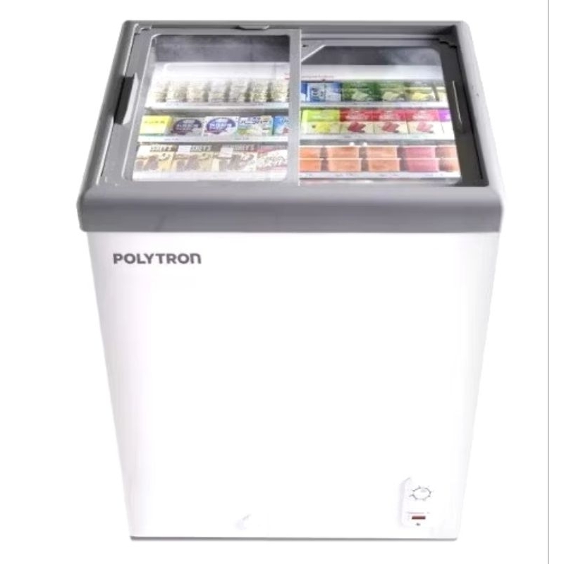 POLYTRON PCF 129 FREEZER BOX 100 LITER KACA SLIDING