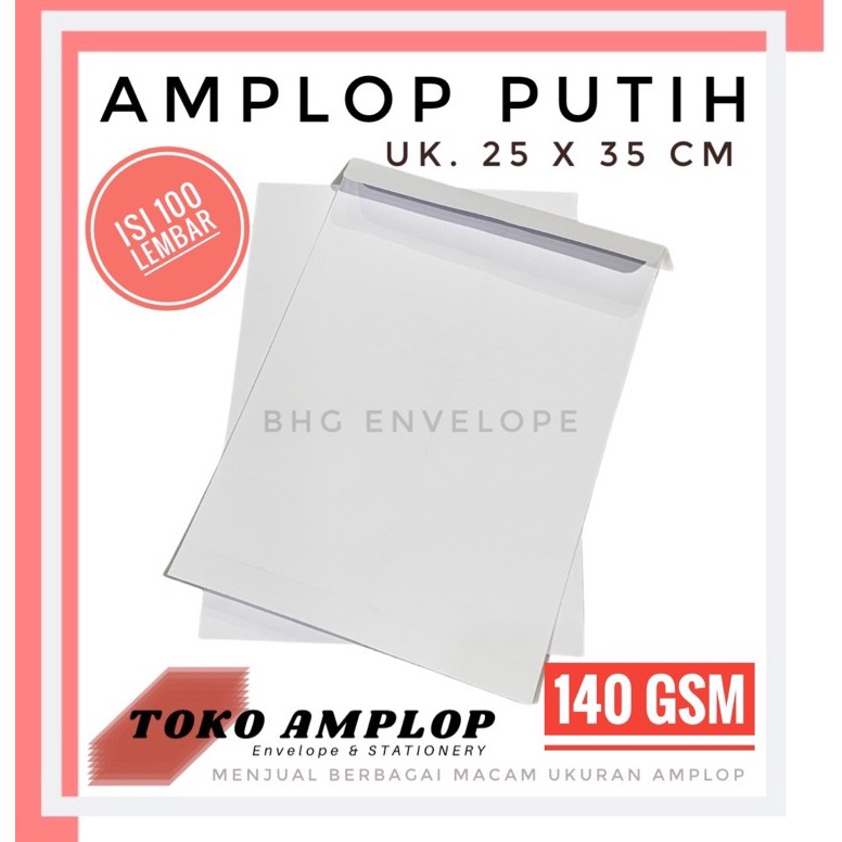 

YALAI7654 Amplop FOLIO PUTIH TEBAL 14gr 25x35