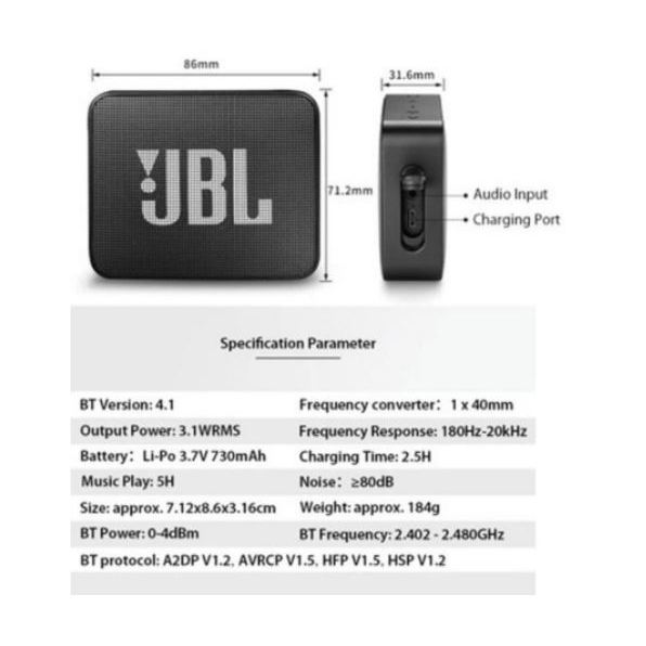 JBL GO 2 ORIGINAL GARANSI RESMI GO2 Portable Bluetooth Speaker IPX7 - Hitam