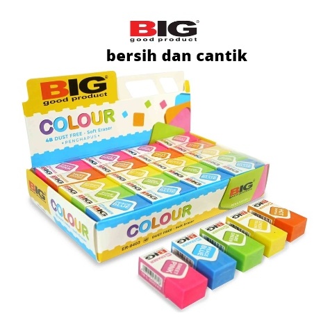 

aman , bersih, penghapus big, sudah terkenal aneka warna, harga per pc