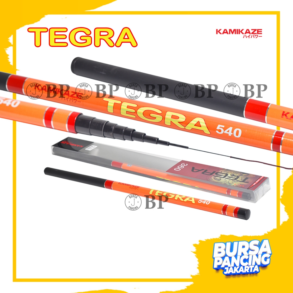 Kamikaze Joran Pancing Tegek Tegra 360cm - 450cm Bahan Carbon Ruas Pendek Mudah Untuk Dibawa Ringan 